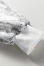 Light Grey Abstract Woodland Camo Print Baggy Pullover Drawstring Shorts Set