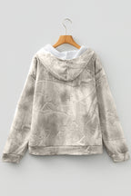 Beige Camouflage Woodland Print Oversized Sporty Hoodie
