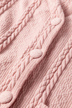 Gossamer Pink Cable Knit V Neck Cardigan Shorts Set